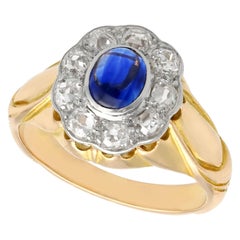 1920s Antique Sapphire and Diamond Yellow Gold Cluster Ring