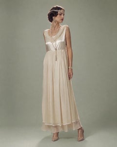 1920's antique silk bridal gown -silk chiffon draping Recouture - one of a kind