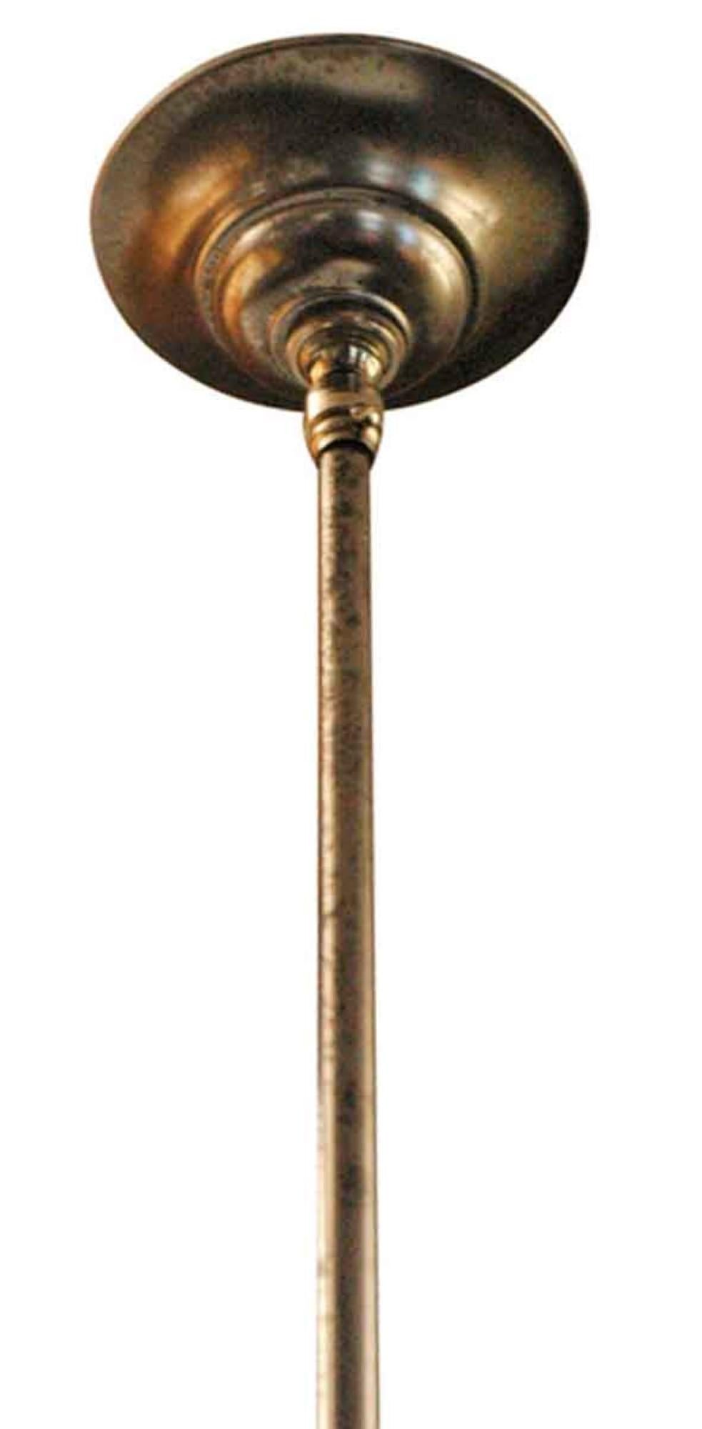 American 1920s Antique Square Holophane Industrial Pendant Light in Nickel or Brass