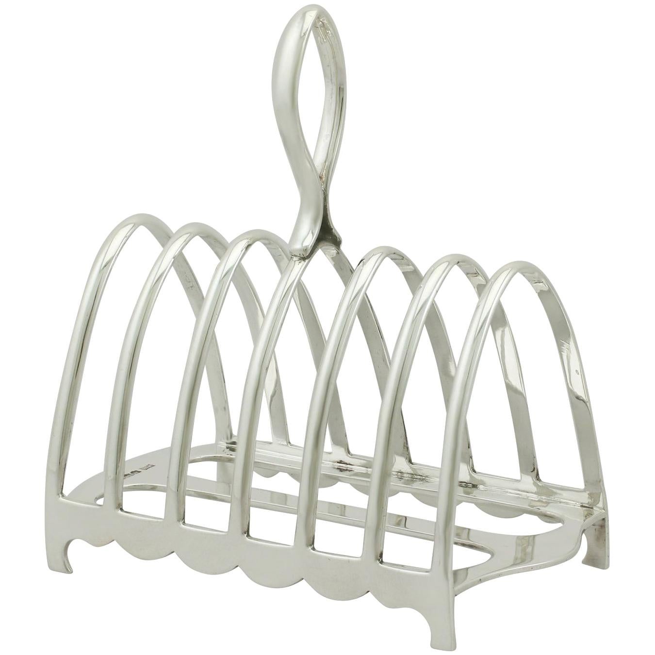 1920s Antique Sterling Silver Toast Rack by Walker & Hall
