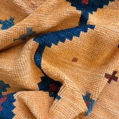 1920s Antique Tribal Gabbeh, 7'0" x 4'9" Rug with Gold and Indigo Star Motifs