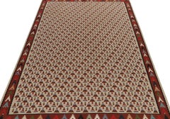 1920s Antique Tribal in Red, Blue and Greige Geometric Pattern by Rug & Kilim