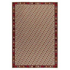 1920s Antique Tribal in Red, Blue and Greige Geometric Pattern by Rug & Kilim