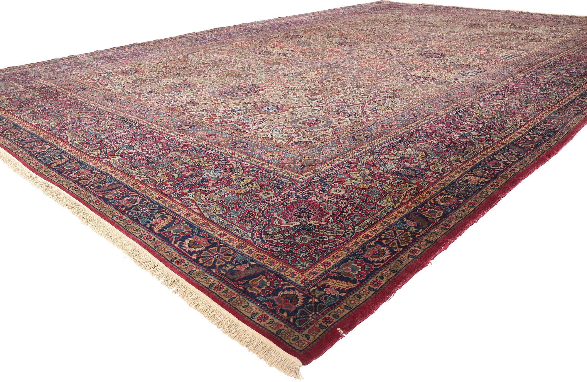 79161 Antique Turkish Sivas Rug, 13'01 x 19'01. Bathed in Ottoman splendor and rich with cultural memory, this hand-knotted wool antique Turkish Sivas rug is a one-of-a-kind masterpiece of refined heritage. Woven in the early 20th century, it