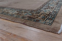 1920s Antique Turkish Sivas Runner, Light Brown Open Field, Blue Accnets