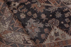 1920s Antique Turkish Sparta Gallery Rug, Dark Indigo Field, Orange Accents