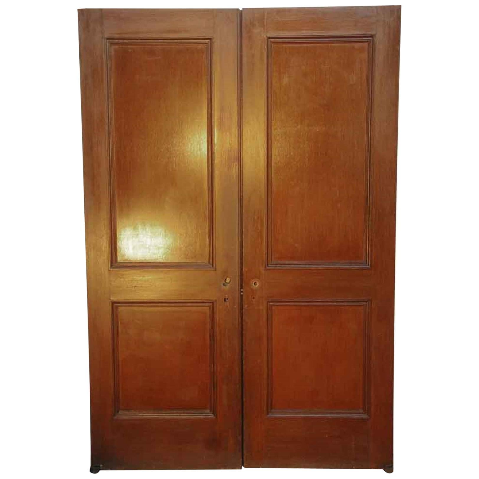 1920s Antique Two-Panel Oak Swinging Passage Double Doors