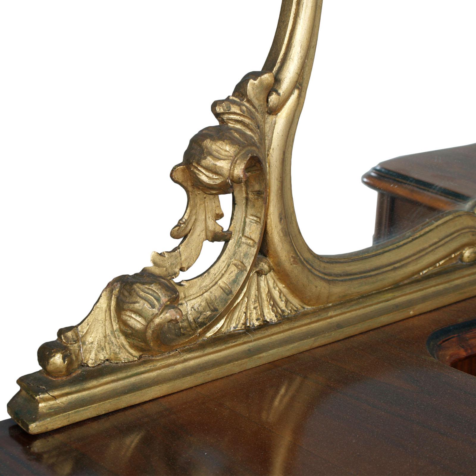 1920s Antique Vanity Baroque Venetian, Dressing Table, Hand Carved Walnut & Burl For Sale 3