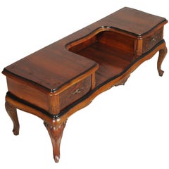 1920s Antique Vanity Baroque Venetian, Dressing Table, Hand Carved Walnut & Burl