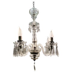 1920s Antique Victorian 5-Arm Clear Crystal Chandelier