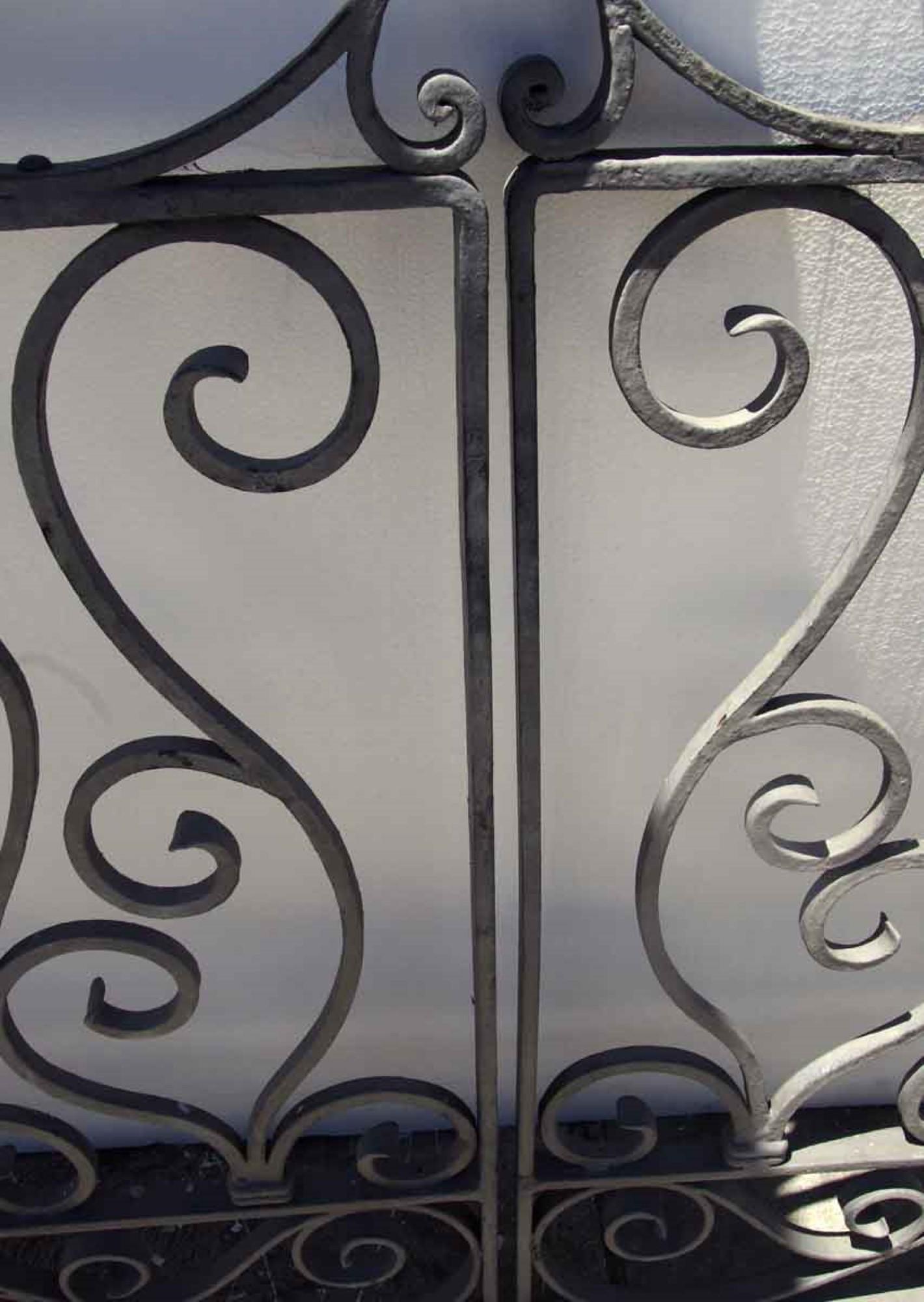 Early 20th Century 1920s Antique Wrought Iron Dual Driveway or Garden Gates