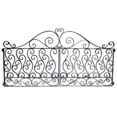 1920s Antique Wrought Iron Dual Driveway or Garden Gates
