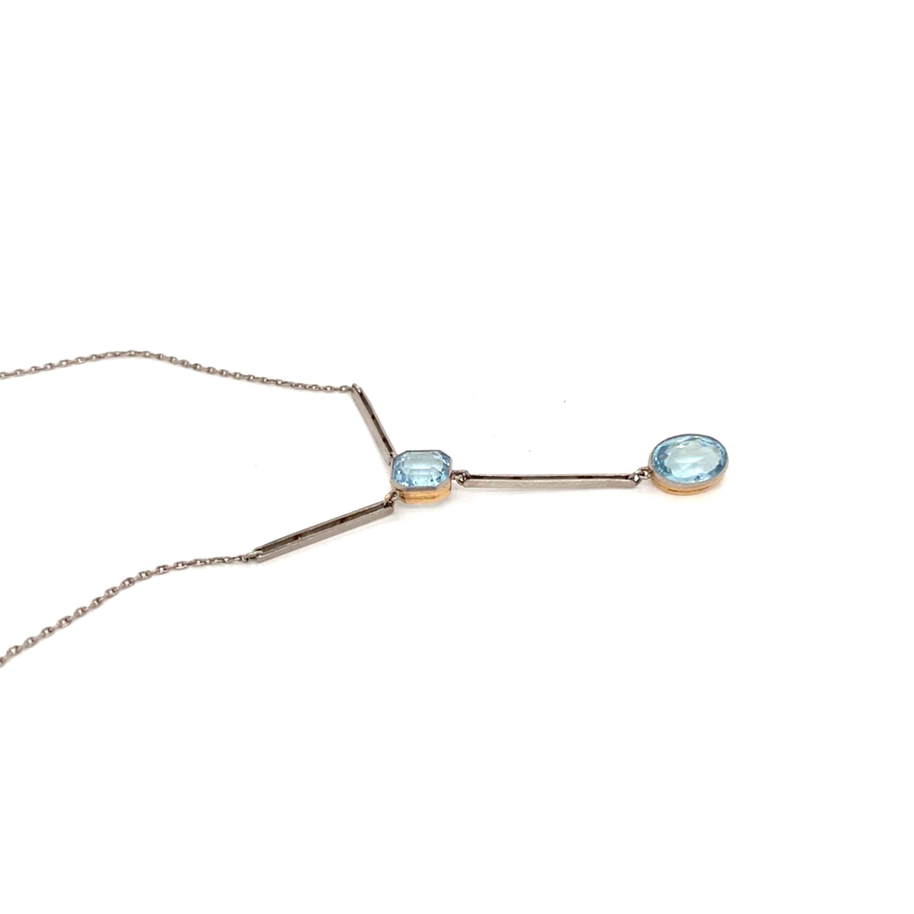 Collana a goccia in acquamarina e palladio degli anni '20 In condizioni buone in vendita a London, GB