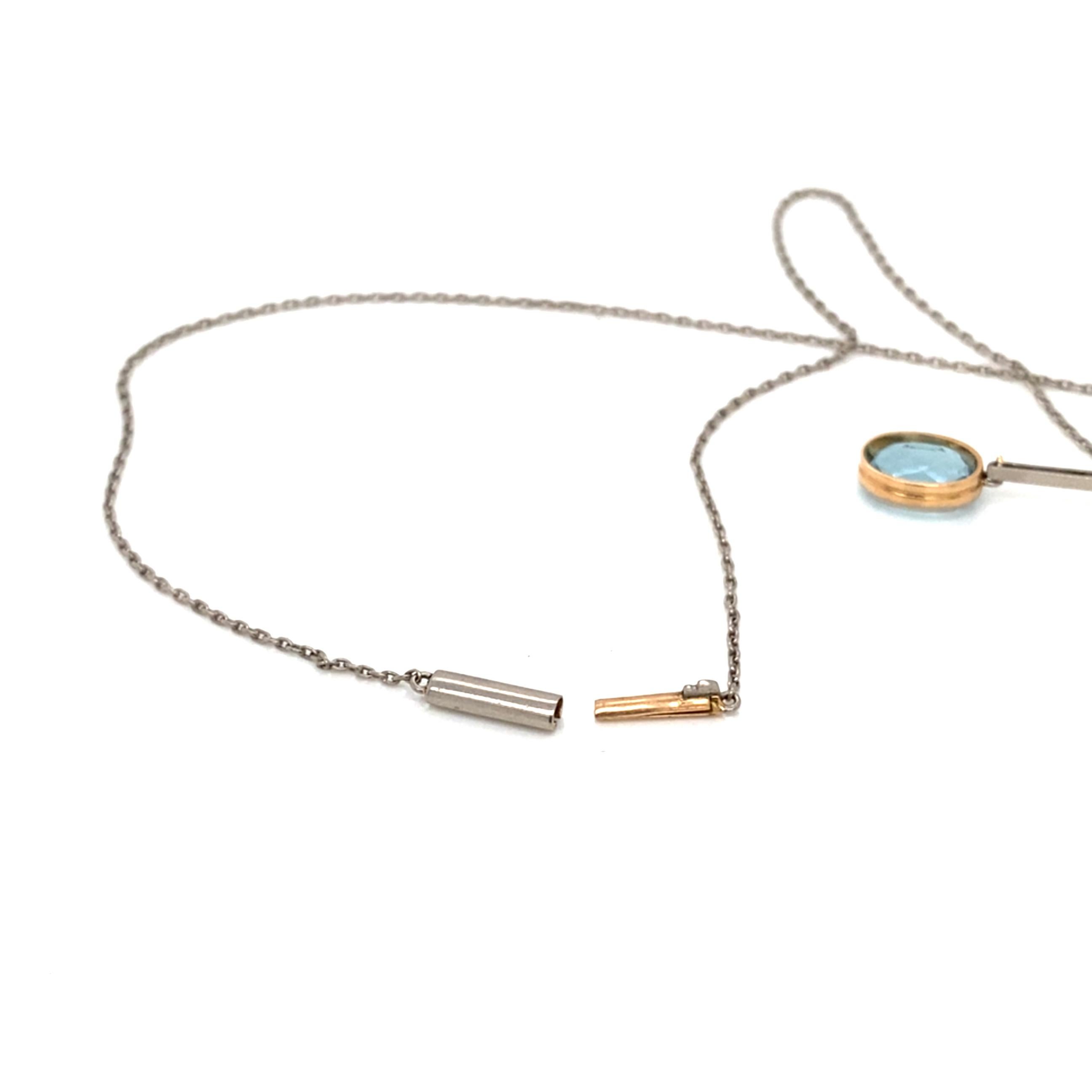 Collana a goccia in acquamarina e palladio degli anni '20 in vendita 1