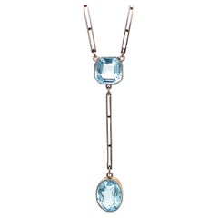 1920s Aquamarine and Palladium Drop Necklace