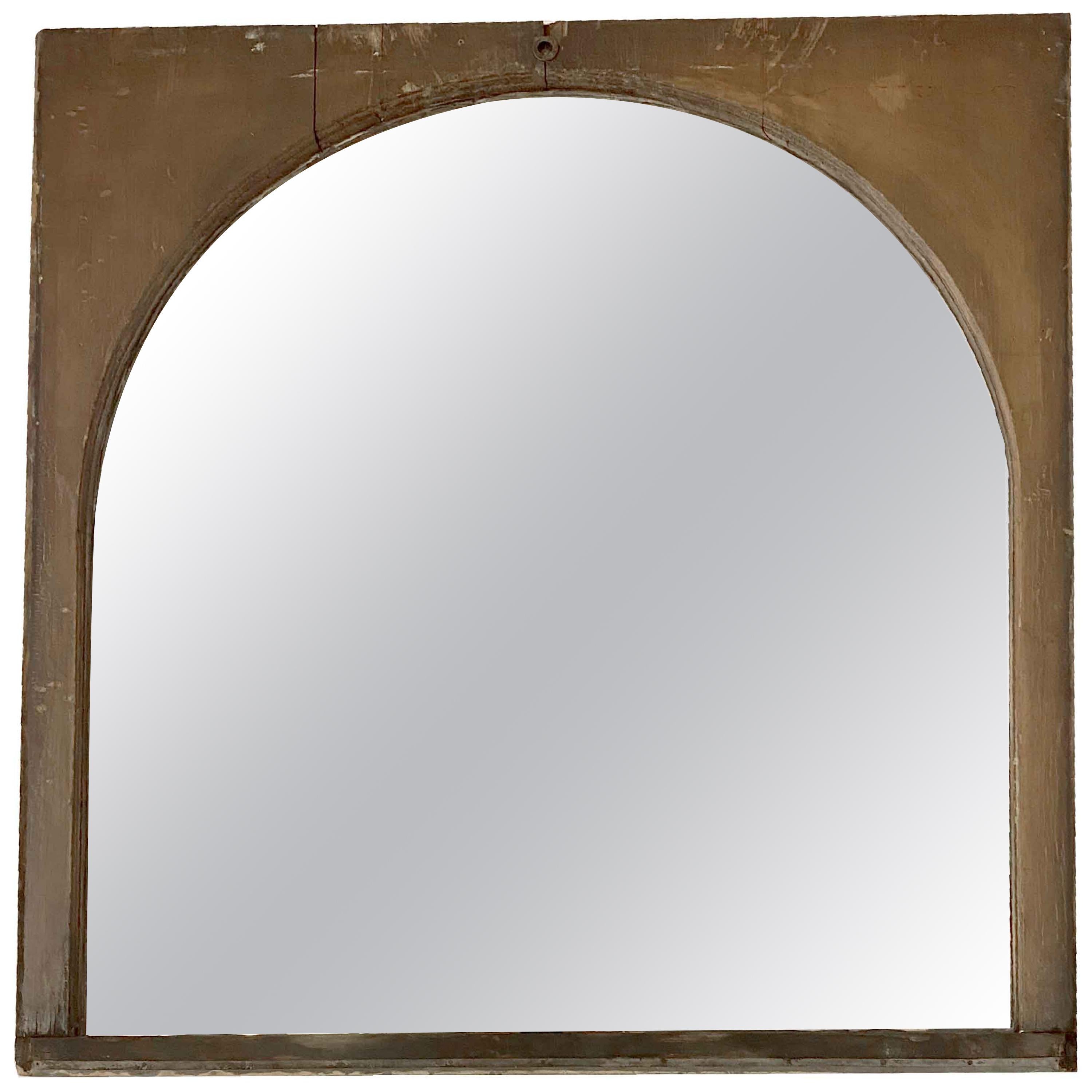 1920s Arched Wood Window with Antiqued Mirror