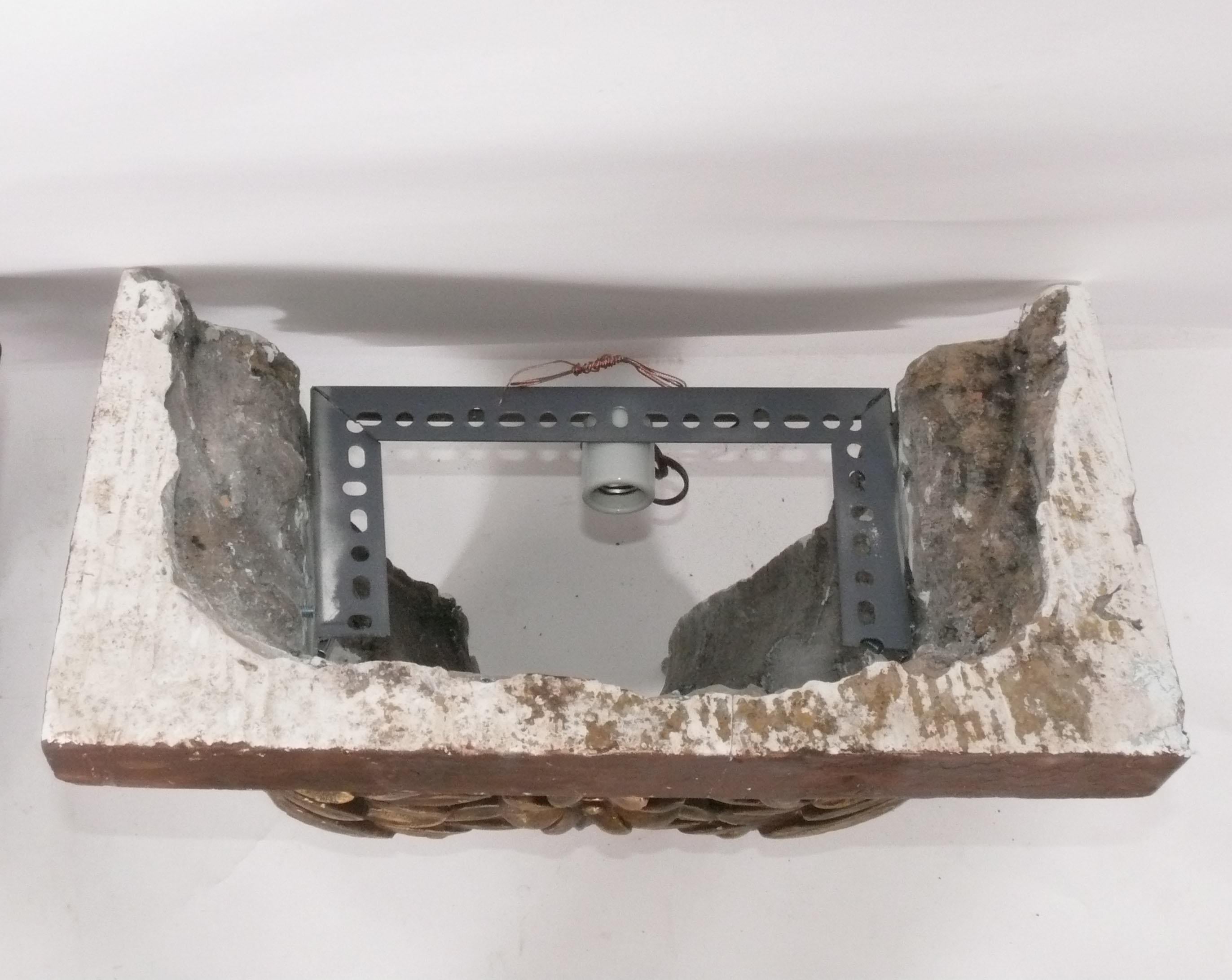 1920s Architectural Elements Plaster Sconces Wired and Ready to Mount In Distressed Condition For Sale In Atlanta, GA