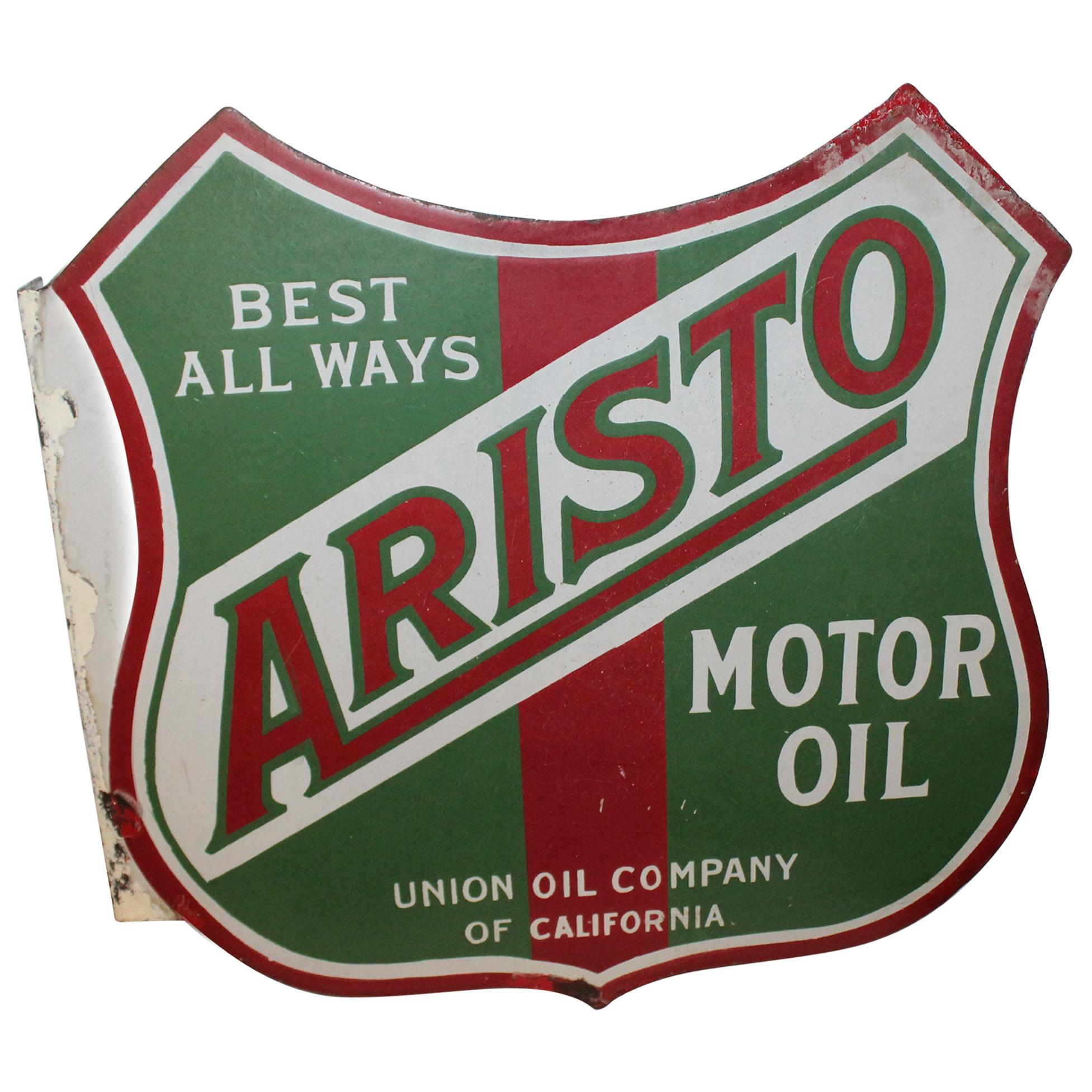 1920s Aristo Oil Union Oil Co. California Double Sided Sign For Sale