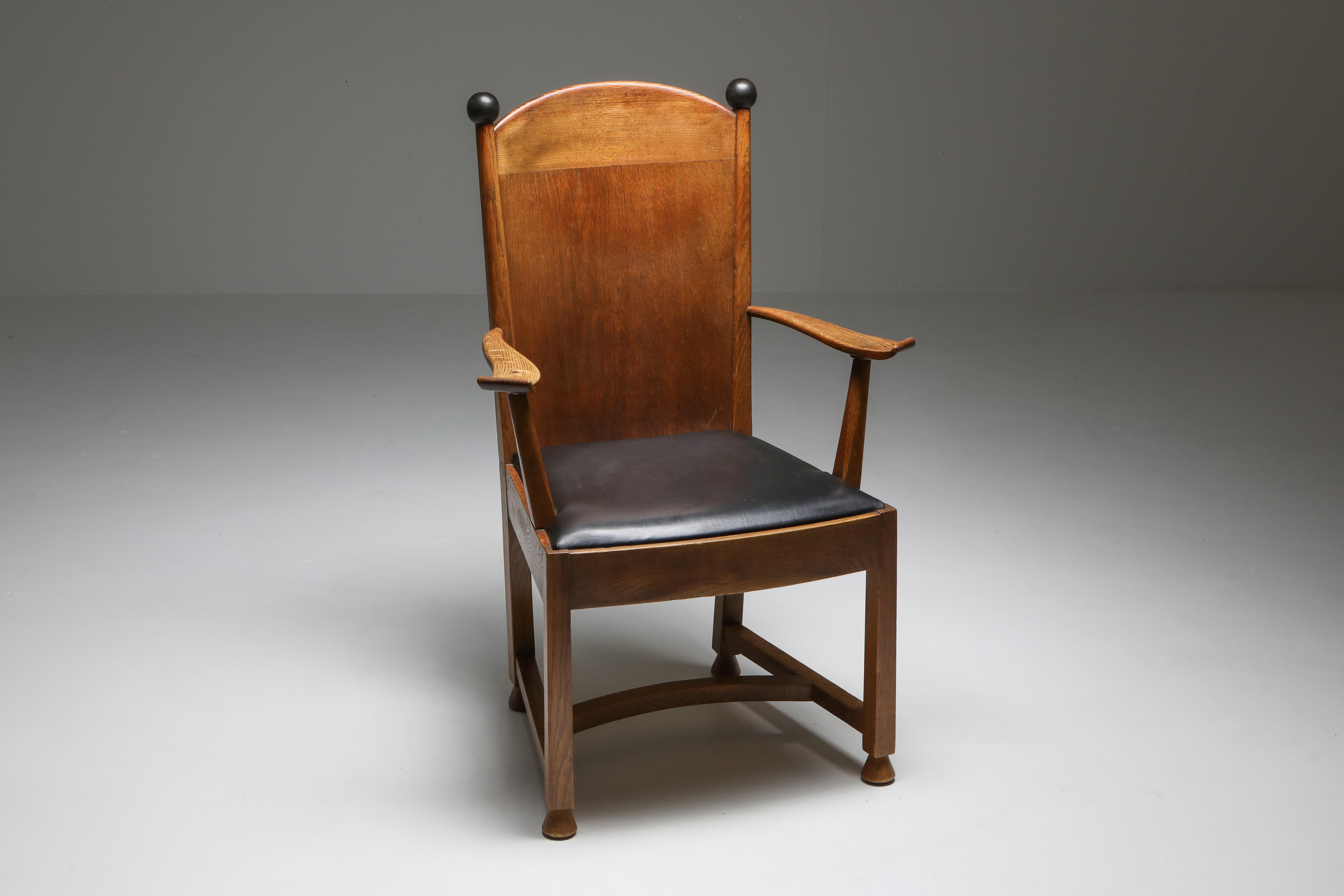 Early Modernist armchair, The Netherlands 1928, Metz & Co
oak and ebonized wood
Arts & Crafts era; Amsterdam school; Hague School
Provenance: from private collection Amsterdam.


 
