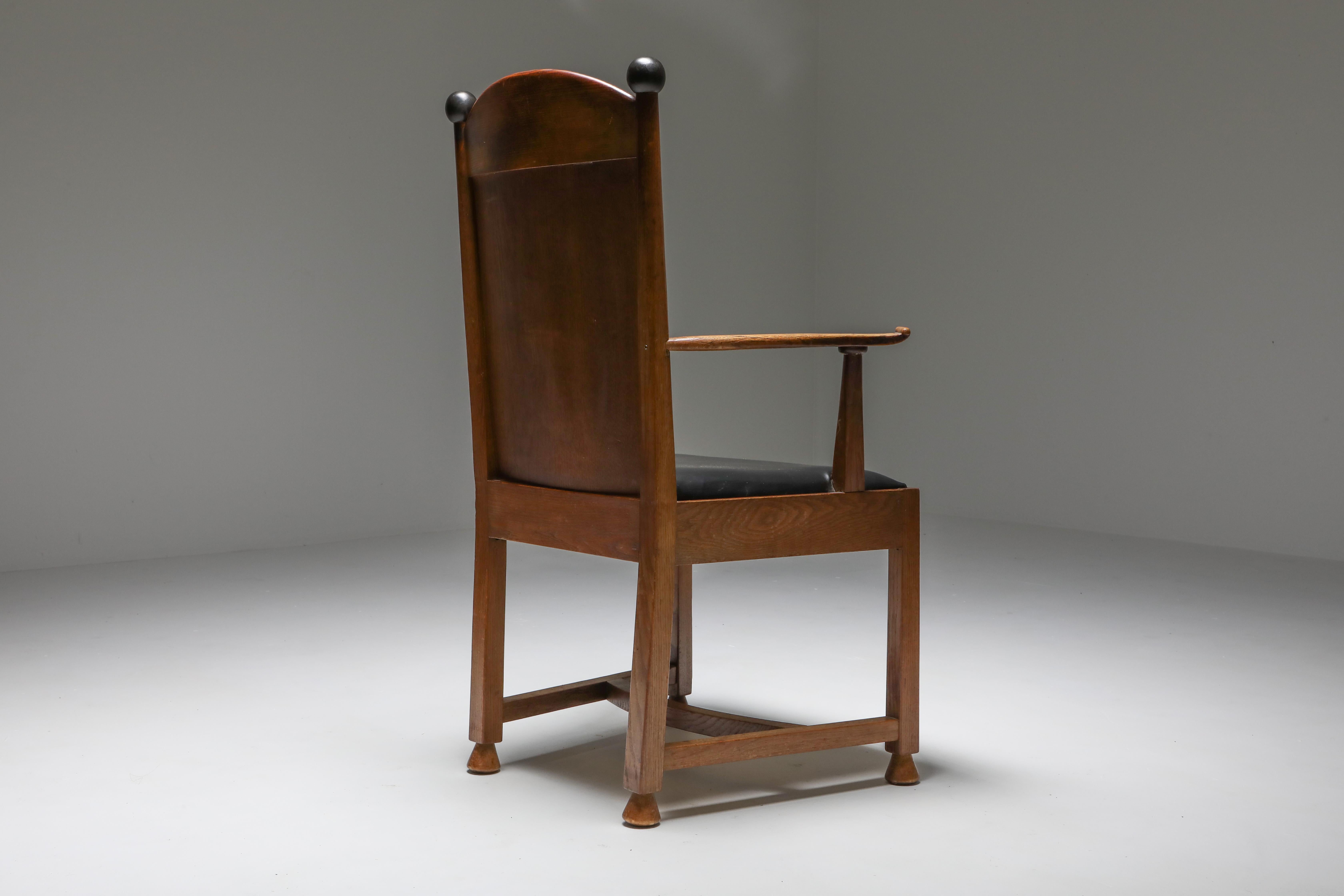 Dutch 1920s Armchair in Oak and Ebony, Metz & Co., the Netherlands