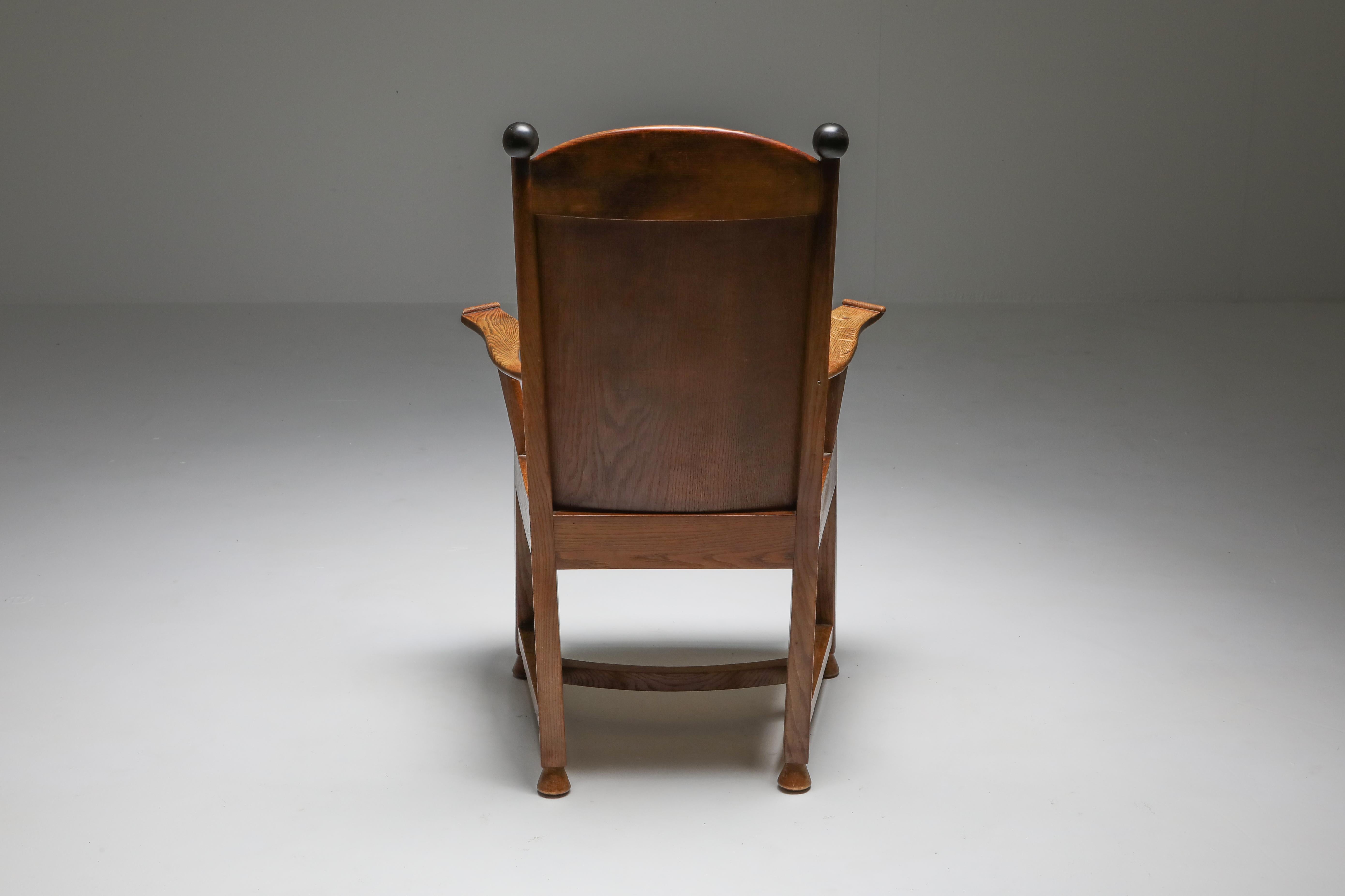 Early 20th Century 1920s Armchair in Oak and Ebony, Metz & Co., the Netherlands