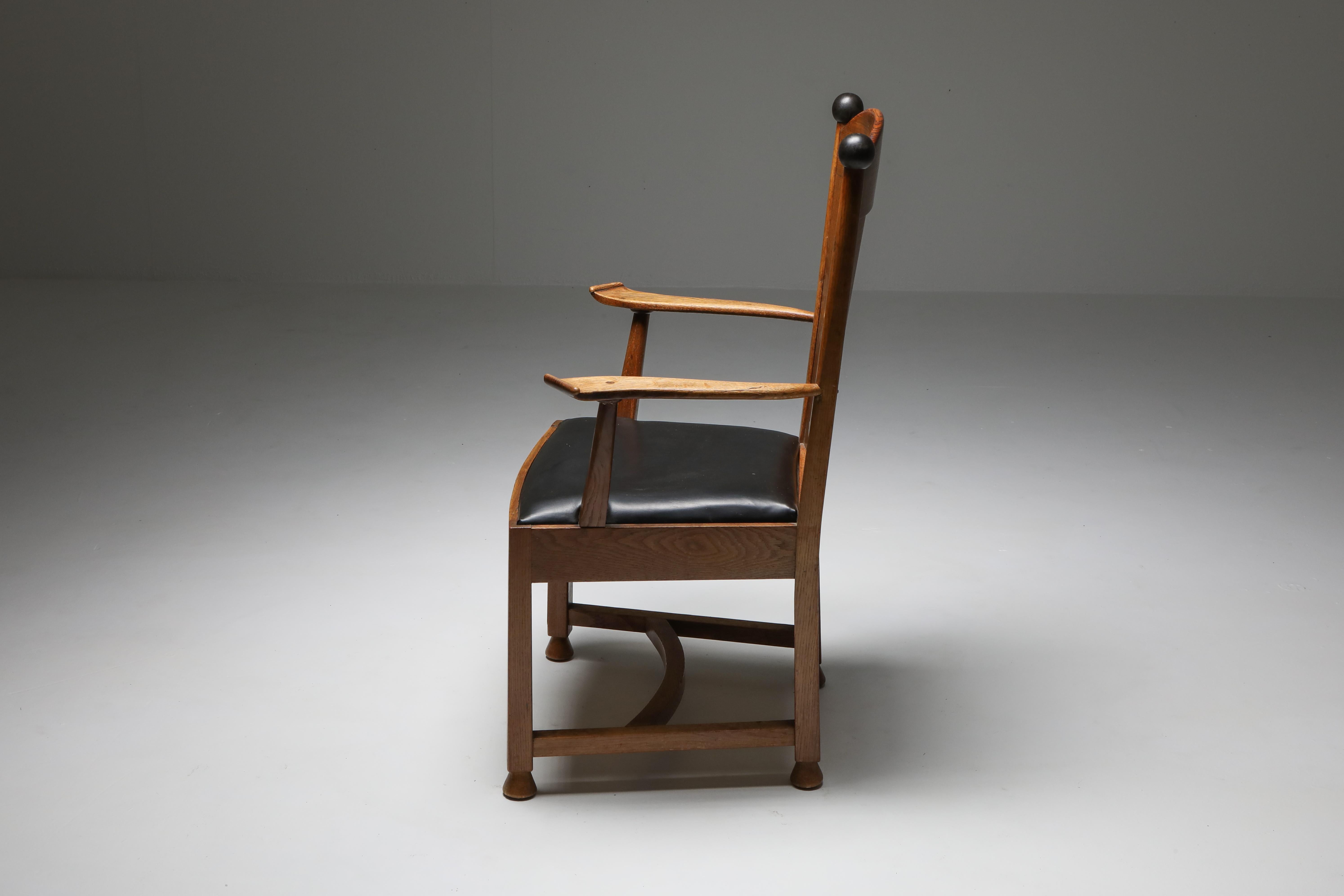 1920s Armchair in Oak and Ebony, Metz & Co., the Netherlands 1