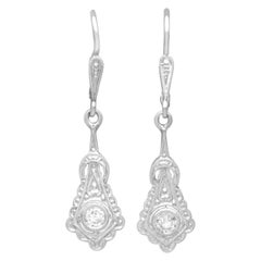 1920s Art Deco 0.24 Carat Diamond and 14k White Gold Drop Earrings