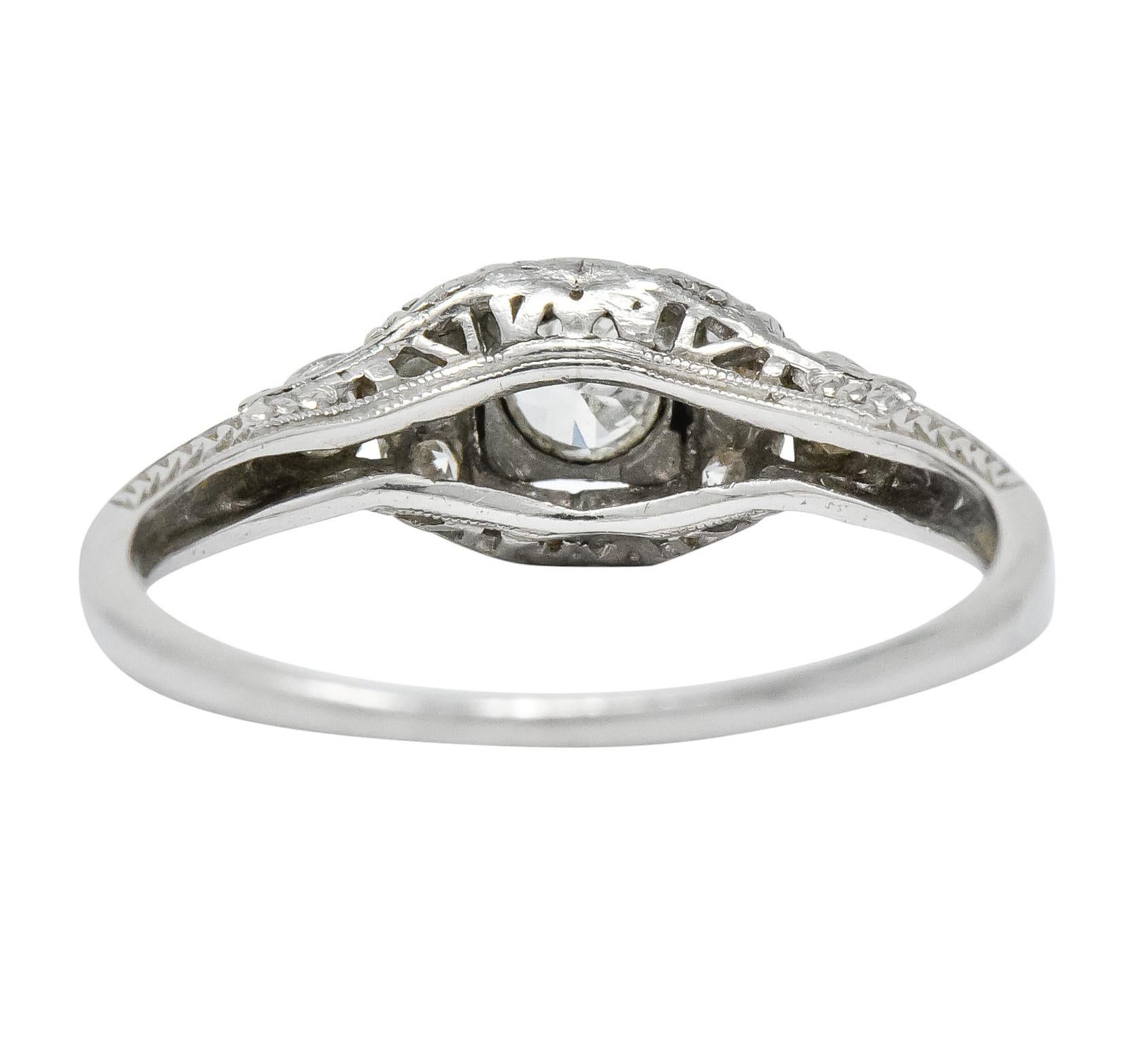 Women's or Men's 1920s Art Deco 0.30 Carat Diamond Platinum Engagement Ring