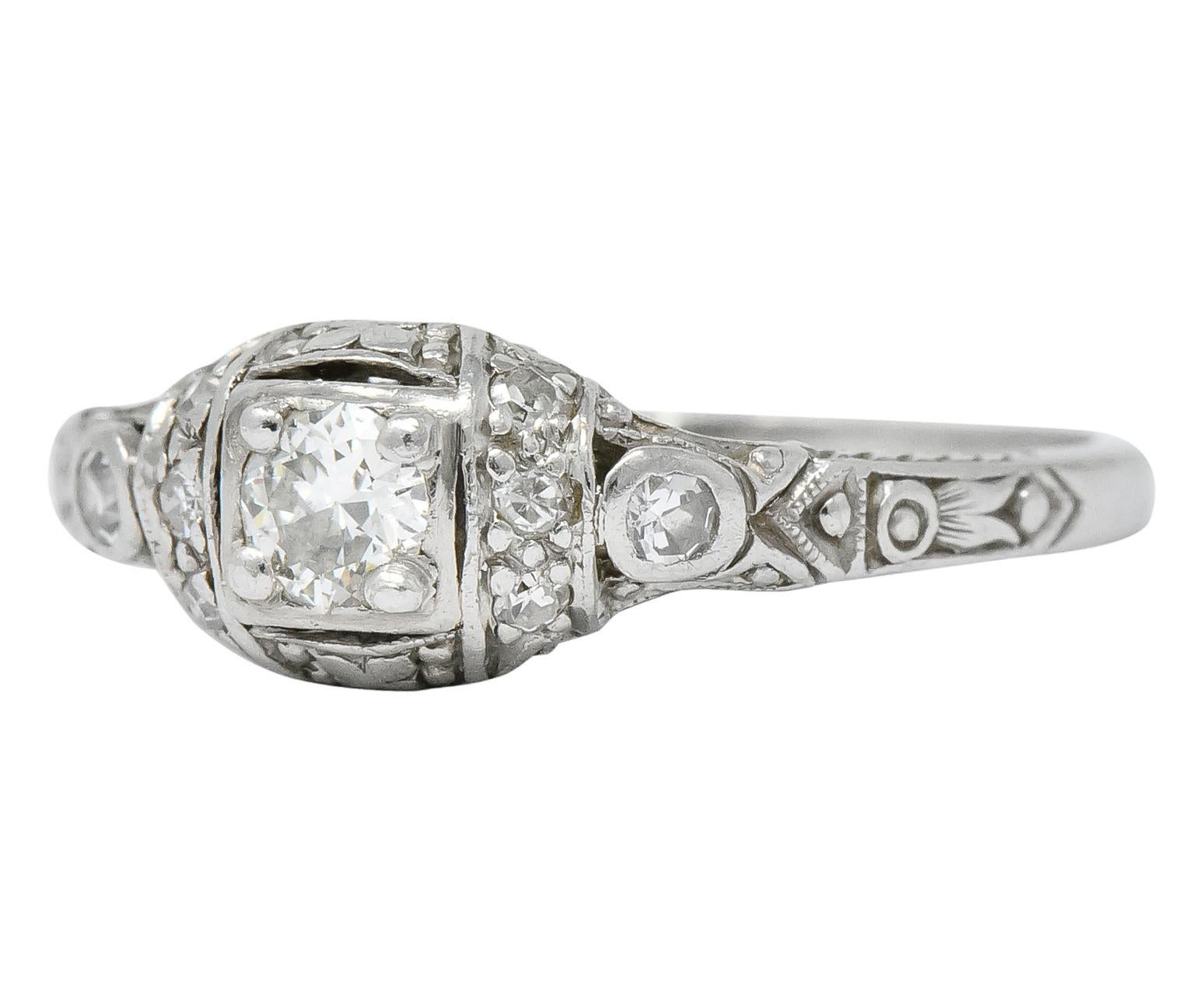 1920s Art Deco 0.30 Carat Diamond Platinum Engagement Ring 2