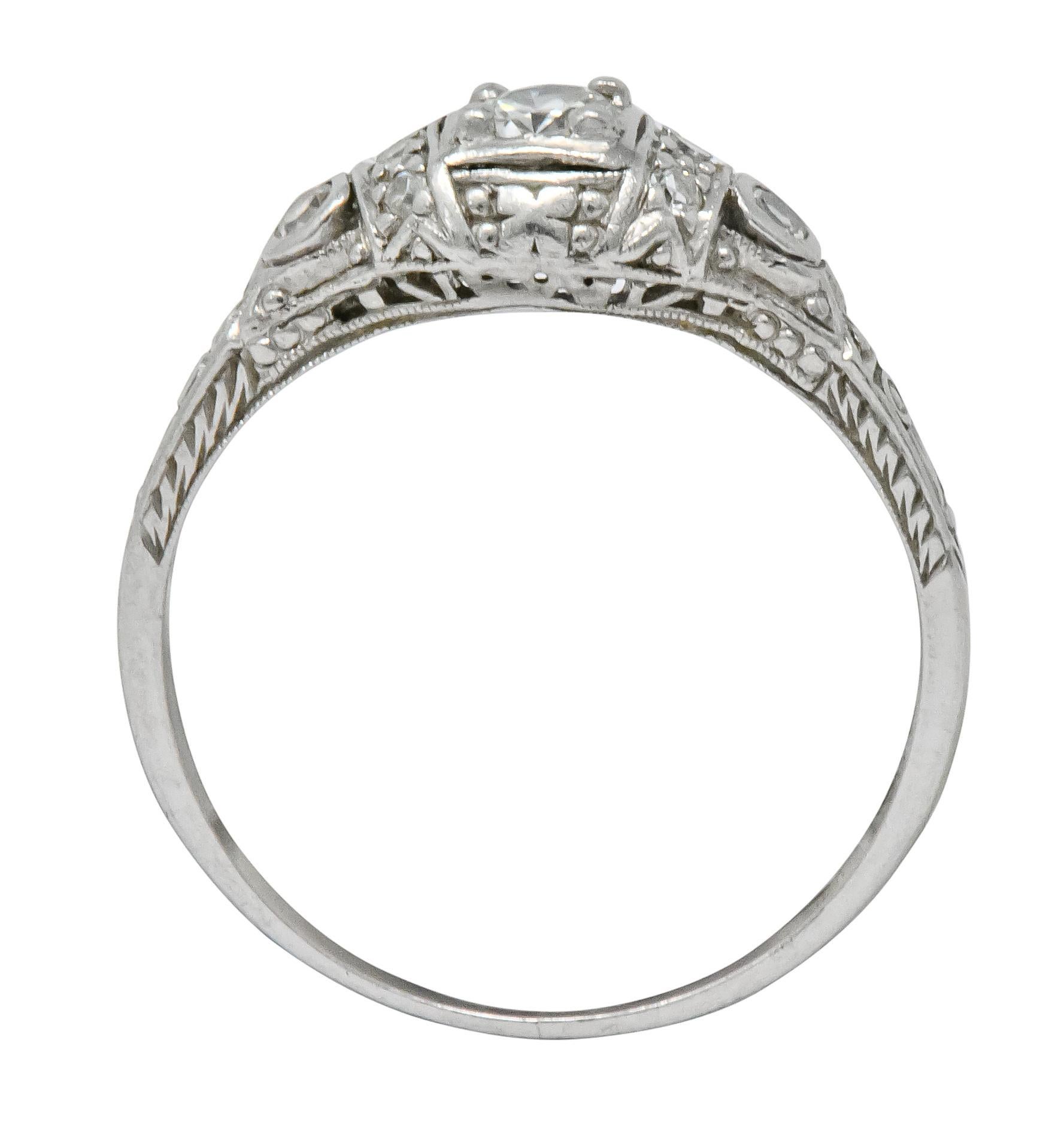 1920s Art Deco 0.30 Carat Diamond Platinum Engagement Ring 3
