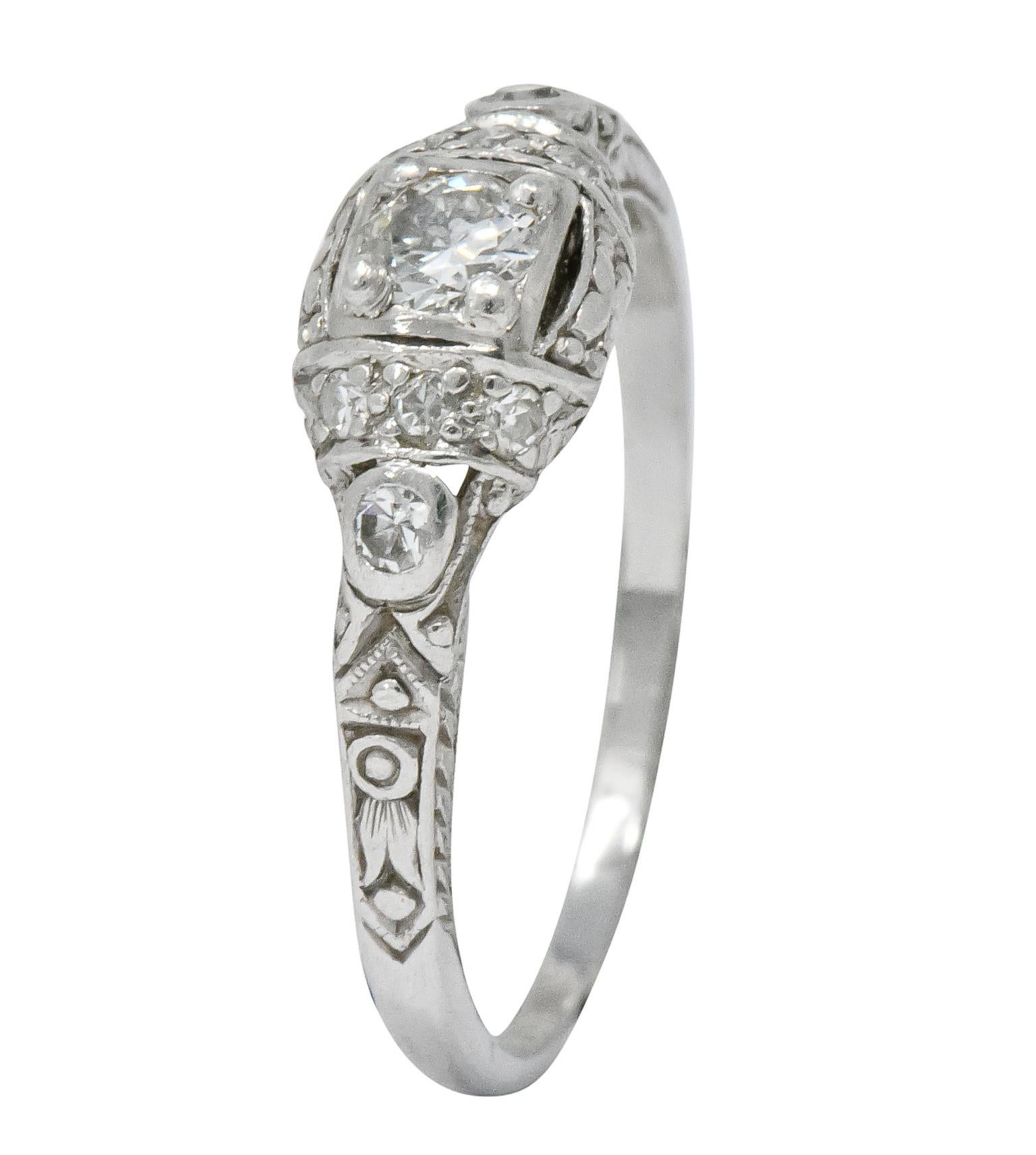 1920s Art Deco 0.30 Carat Diamond Platinum Engagement Ring 4