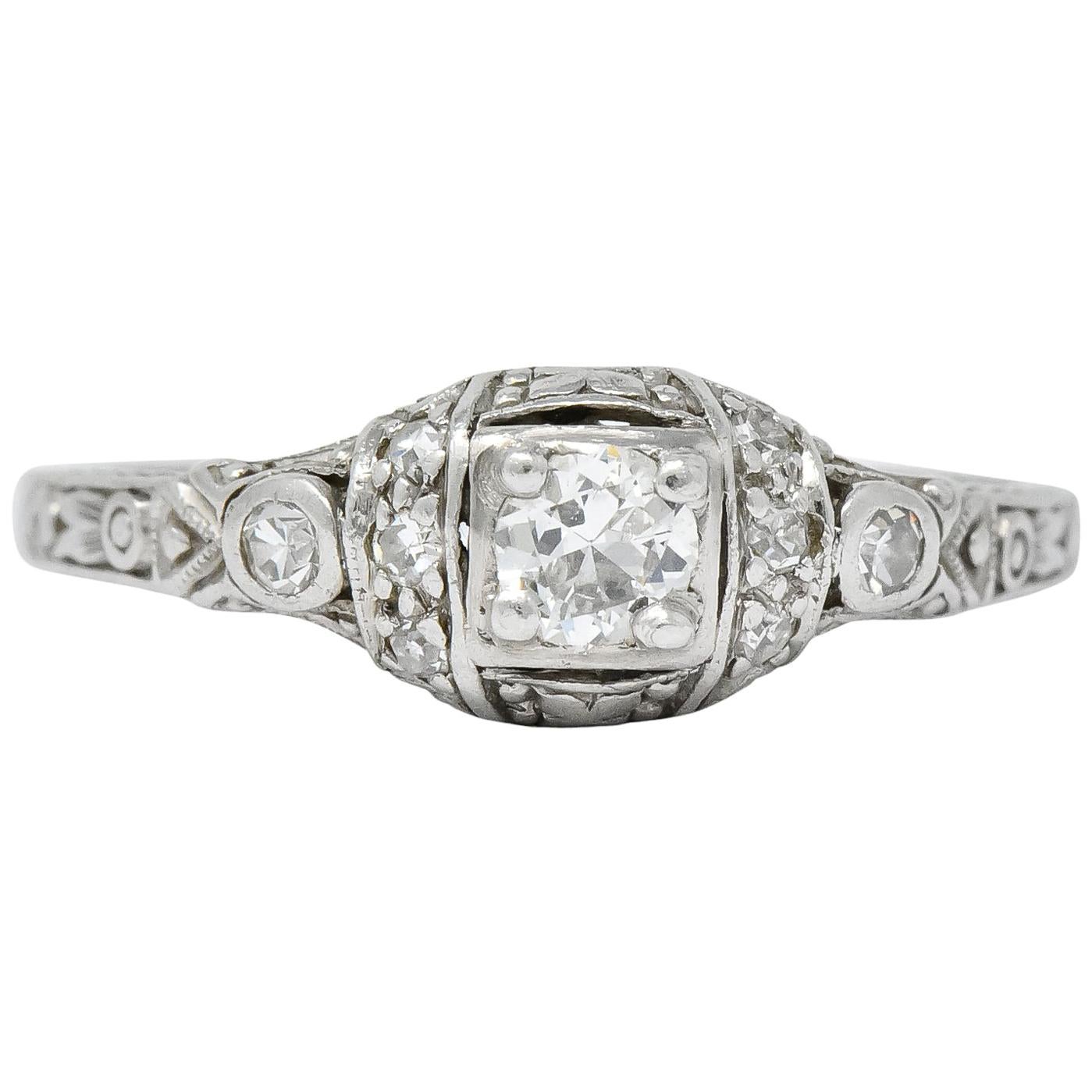 1920s Art Deco 0.30 Carat Diamond Platinum Engagement Ring