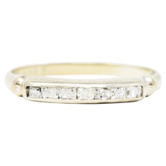 1920's Art Deco 0.30 Carat French Cut Diamond 14 Karat White Gold Band Ring