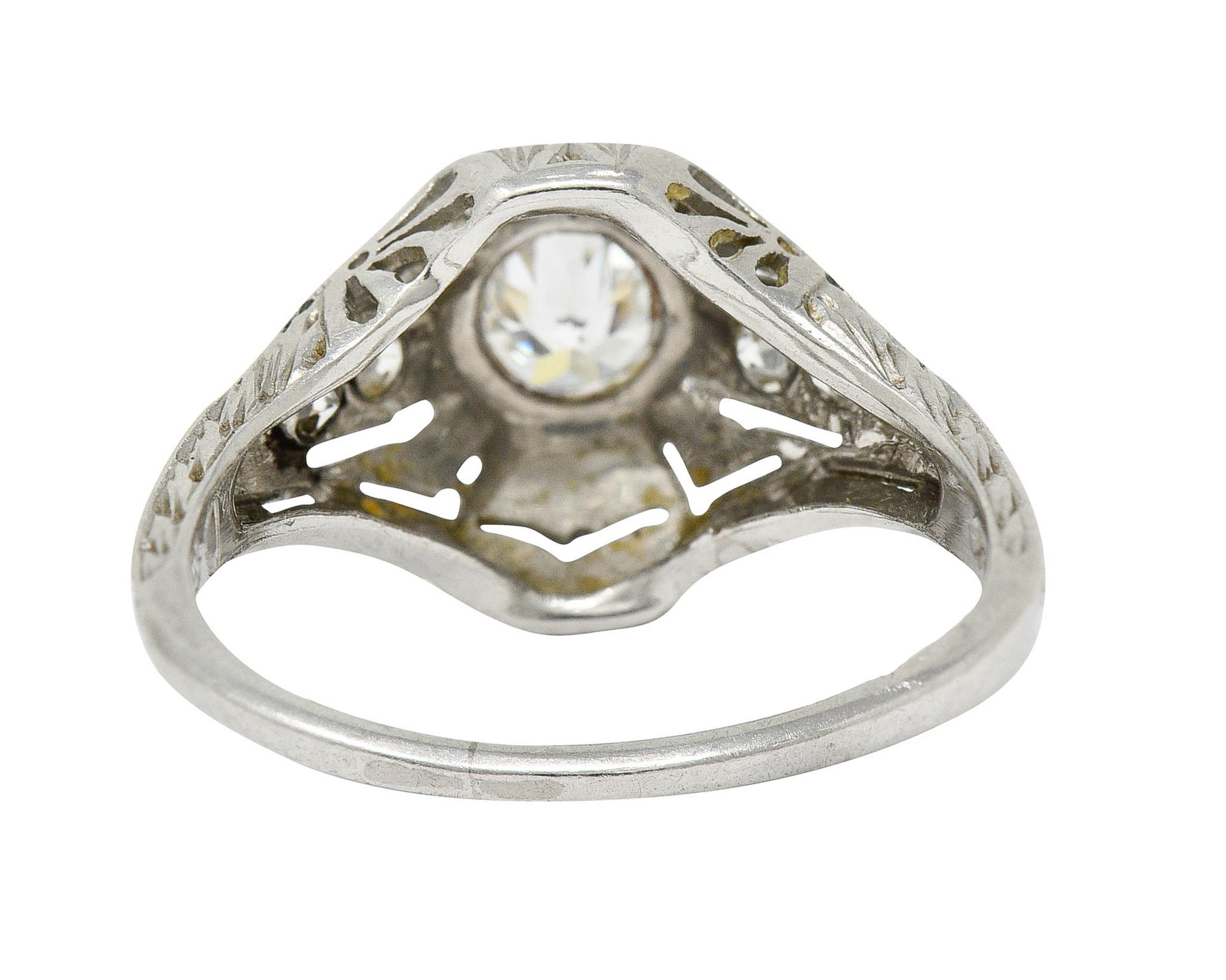 Verlobungsring mit achteckigem Starburst-Diamant, 0,40 Karat, Art-déco-Stil, 1920er Jahre (Alteuropäischer Schliff) im Angebot