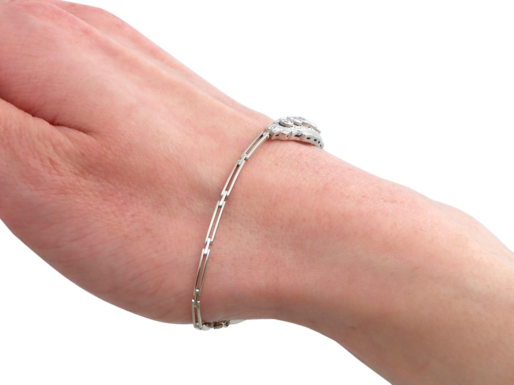 Pulsera Art Decó de los años 20 con diamantes de 0,44 quilates y oro blanco de 14k en venta 6