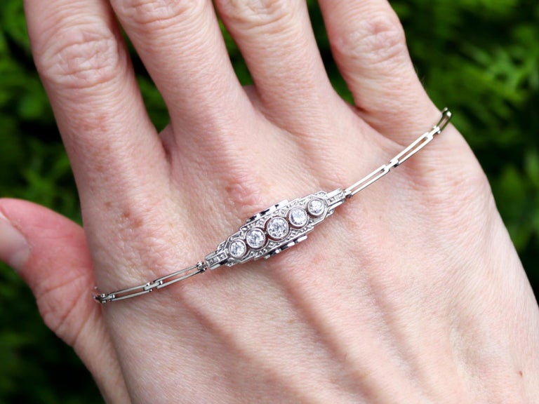 Bracelet De Mariage Diamants Créés En Laboratoire Style Art Déco - 20 Carats, Plaqué Or Blanc 14 Carats, Longueur 7 Pouces