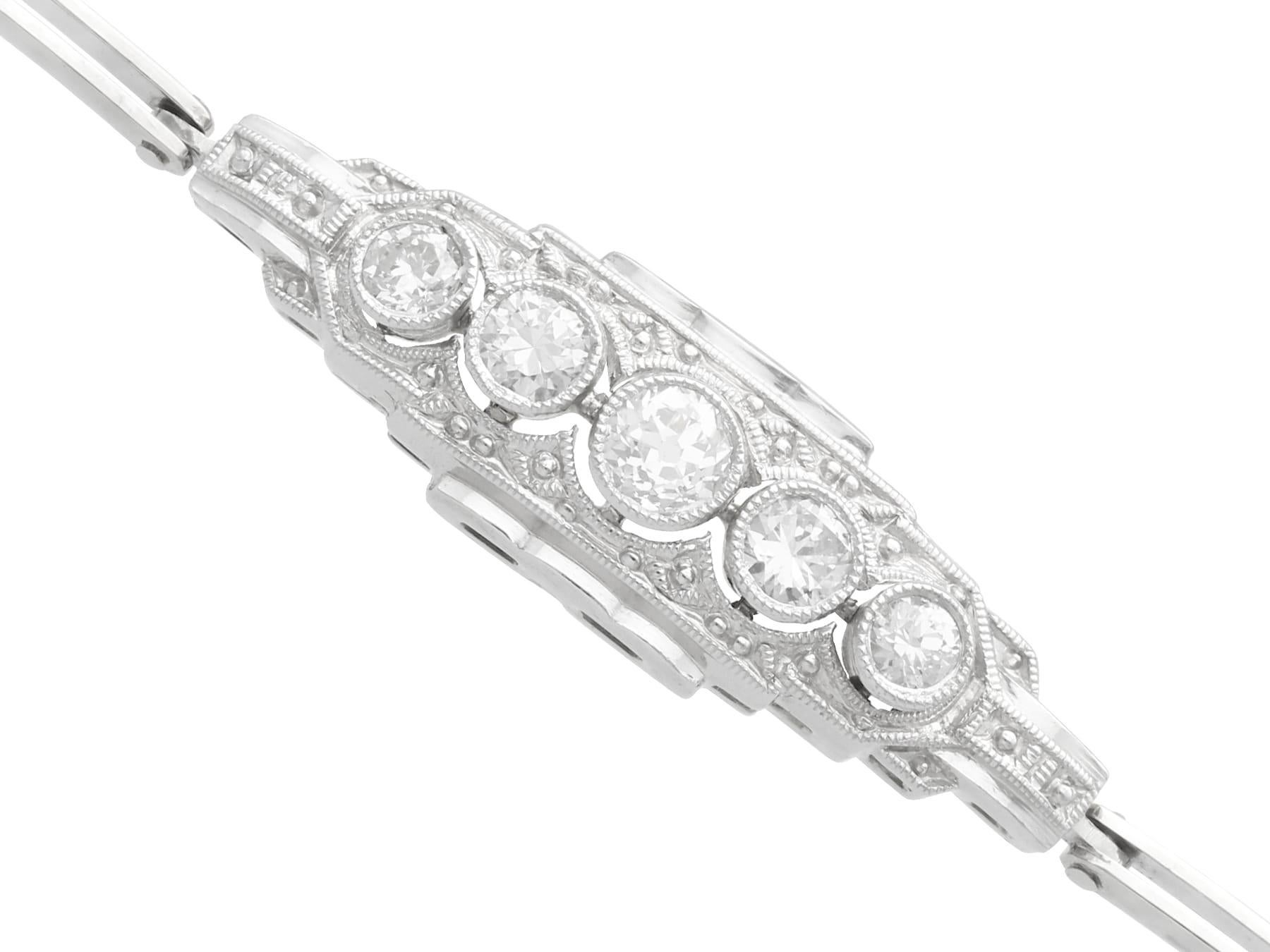 Pulsera Art Decó de los años 20 con diamantes de 0,44 quilates y oro blanco de 14k en Excelente estado para la venta en Jesmond, Newcastle Upon Tyne