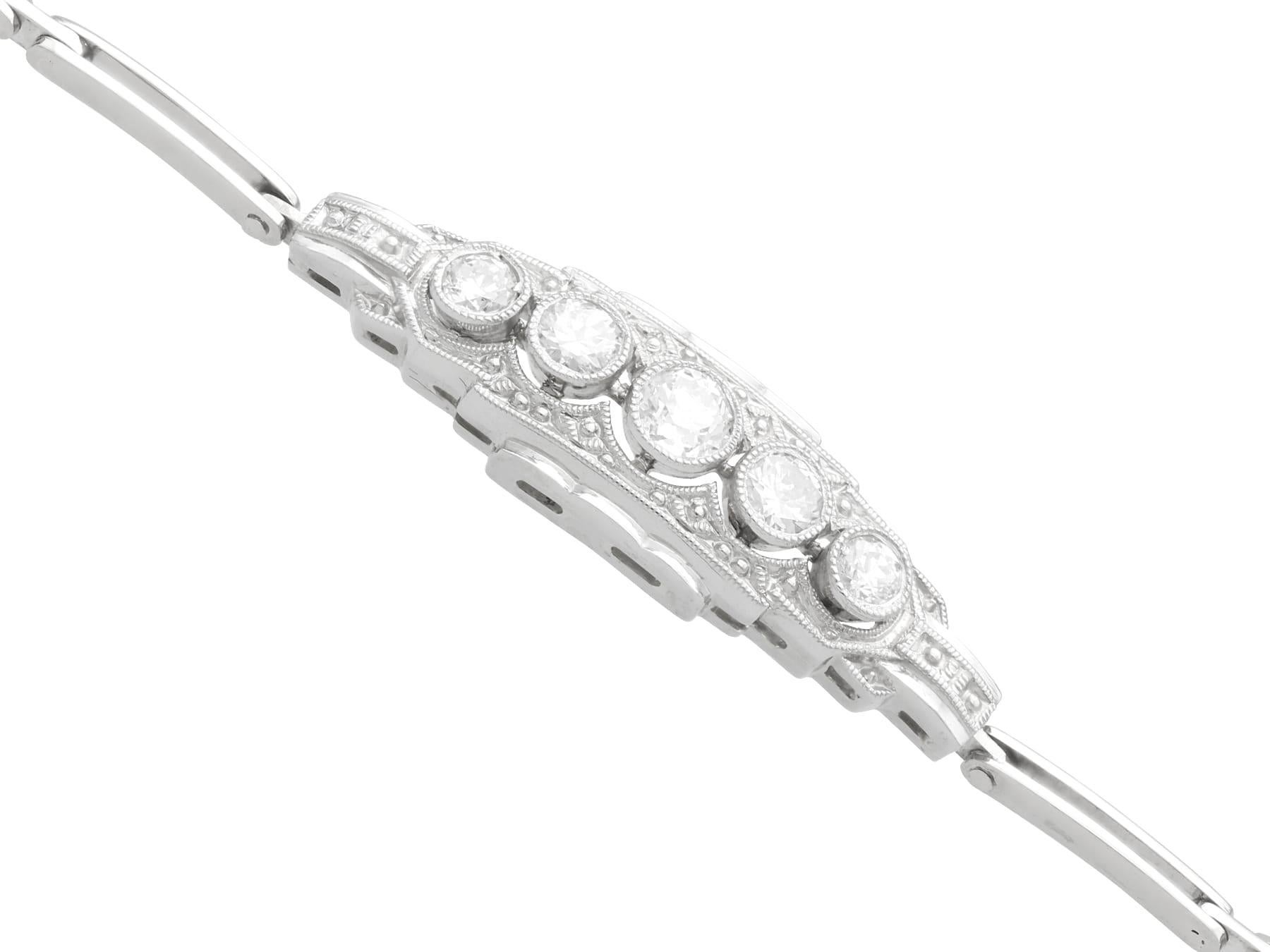 Women's or Men's 1920s Art Deco 0.44 Carat Diamond and 14k White Gold Bracelet For Sale