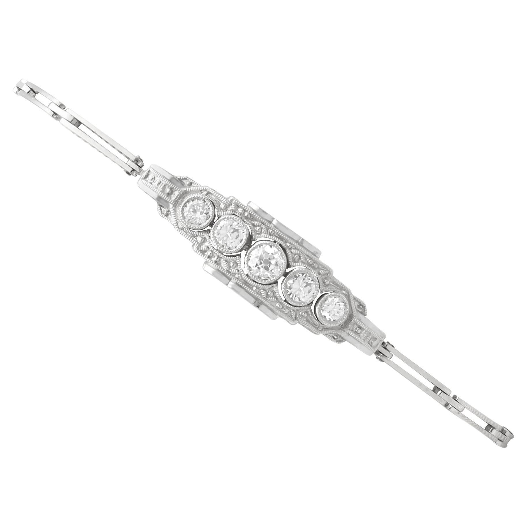 Bracelet Art déco des années 1920 en or blanc 14 carats et diamants de 0,44 carat