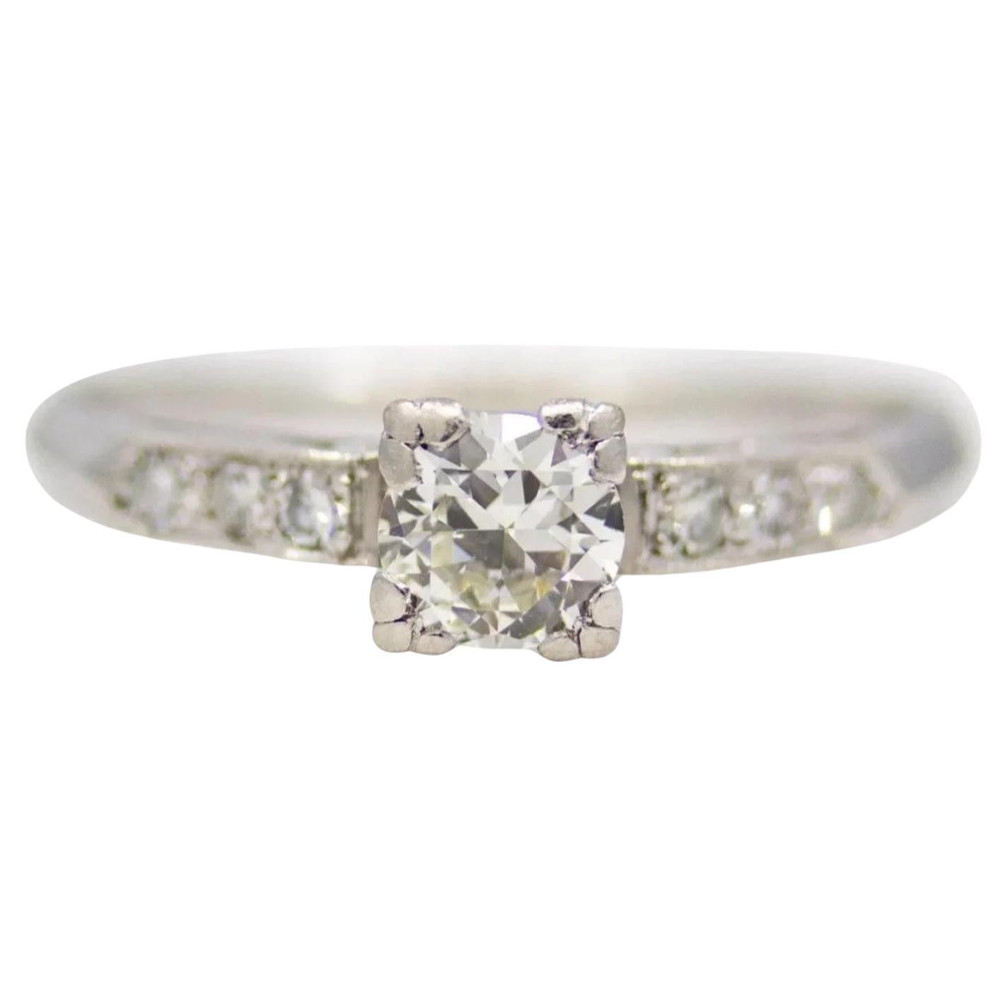 1920's Art Deco 0.53ct Diamond Engagement Ring in Platinum For Sale
