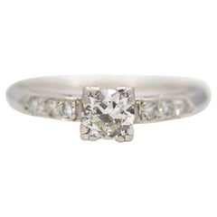 Antique 1920's Art Deco 0.53ct Diamond Engagement Ring in Platinum