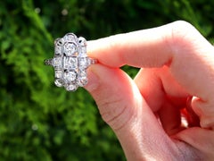 1920s Art Deco 1.14 Carat Diamond and 18k White Gold Cocktail Ring