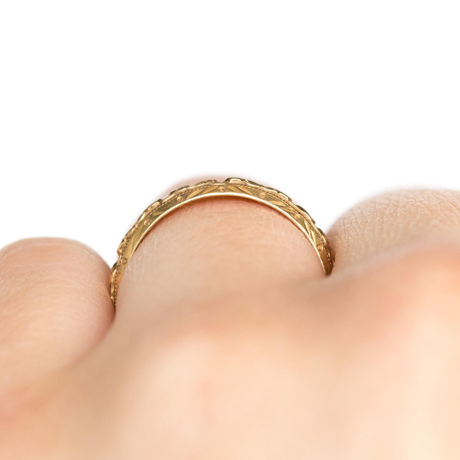 1920s Art Deco 14 Karat Yellow Gold Wedding Band For Sale 2