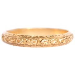 Fede nuziale Art Deco anni '20 in oro giallo 14 carati
