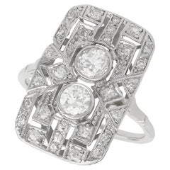 1920s Art Deco 1.49 Carat Diamond Platinum Cocktail Ring 1920s Art Deco 1.49 Carat Diamond Platinum Cocktail Ring