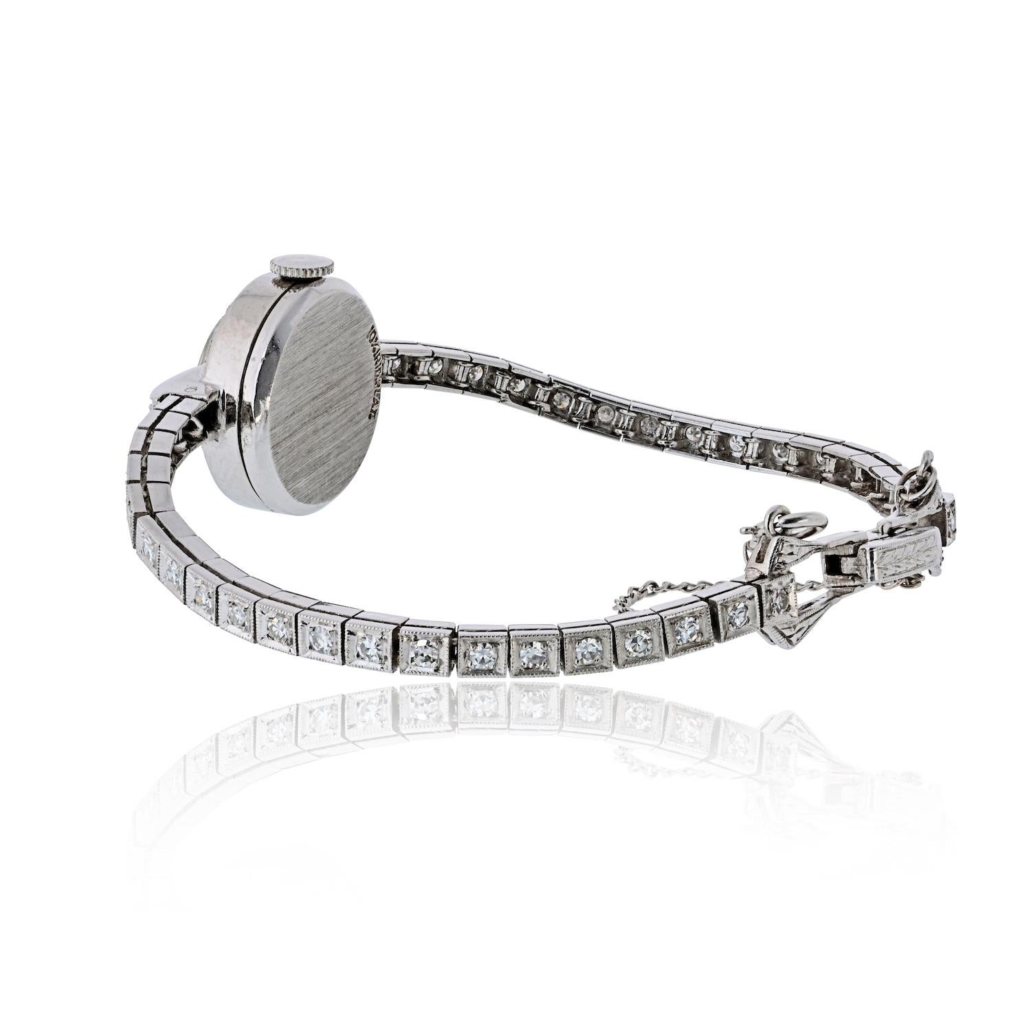 Orologio Art Deco da donna in platino da 1,50 carati e diamanti degli anni '20 In condizioni buone in vendita a New York, NY