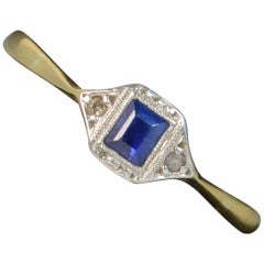 1920s Art Deco 18 Carat Gold Sapphire and Diamond Ring