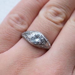 Anello Art Deco del 1920 con diamante solitario in oro bianco da 1,80 carati, misura 7 US HRD Certified