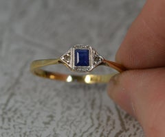 1920s Art Deco 18 Carat Gold Sapphire and Diamond Ring