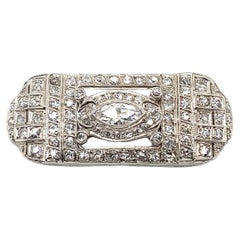 1920s Art Deco 2 Carat Total Diamond Brooch in Platinum